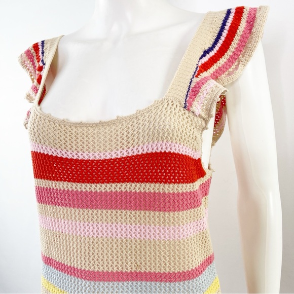 Rails Dress JUNE Tan Multi Stripe Mini Knit Sleeveless Size S - Picture 10 of 15